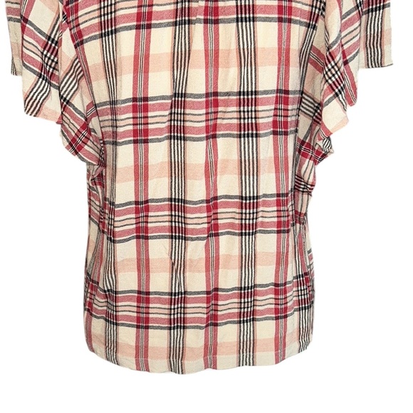 Anthropologie Maeve Priscilla Plaid Print Flutter Sleeve Blouse - M - Picture 10 of 15